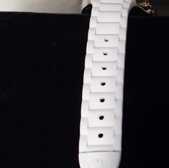 Michele Jelly Bean Tahitian Gold Bezel White Silicone Strap Chronograph Watch - Picture 3 of 3